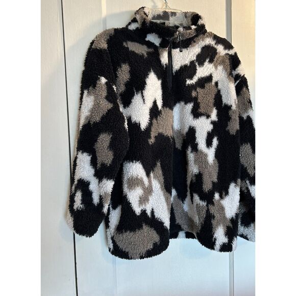 Eddie Bauer Fleece Camo Sherpa Fleece Pullover Jckt Sz Women's Large 1/4 Zip - Picture 2 of 9
